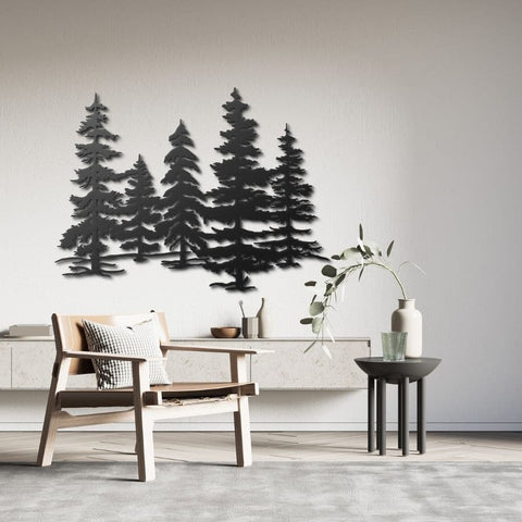 Evergreen Trees Metal Wall Art