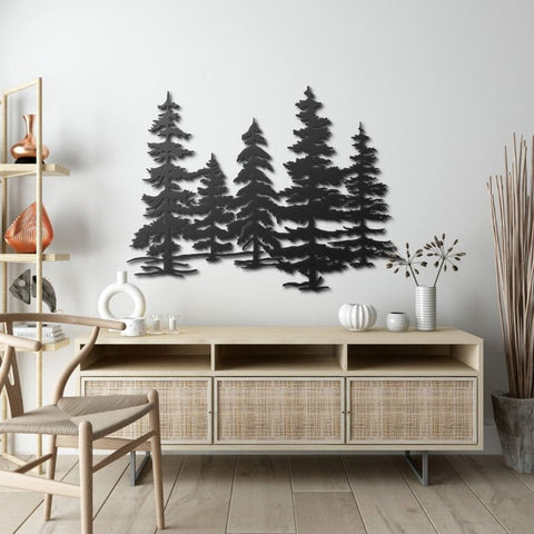 Evergreen Trees Metal Wall Art
