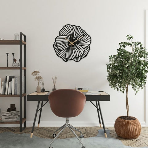 Flowers Metal Wall Clock