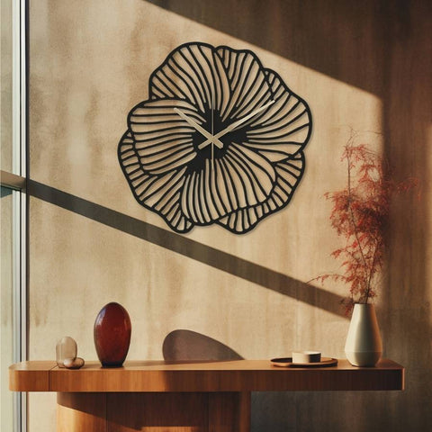 Flowers Metal Wall Clock