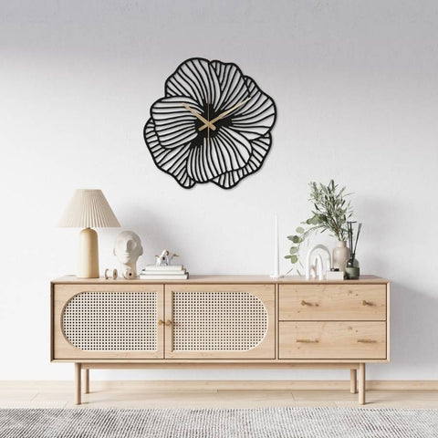 Flowers Metal Wall Clock