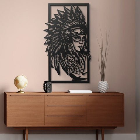 Female Tribe Chief Metal Wall Art