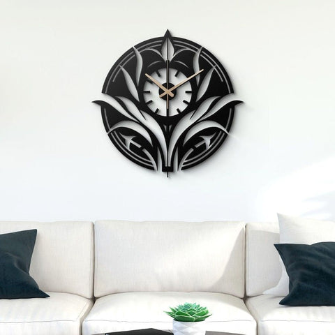 Floral Modern Metal Wall Clock