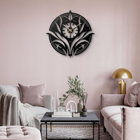 Floral Modern Metal Wall Clock