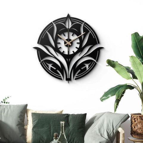 Floral Modern Metal Wall Clock