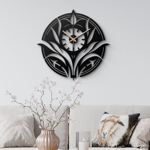 Floral Modern Metal Wall Clock