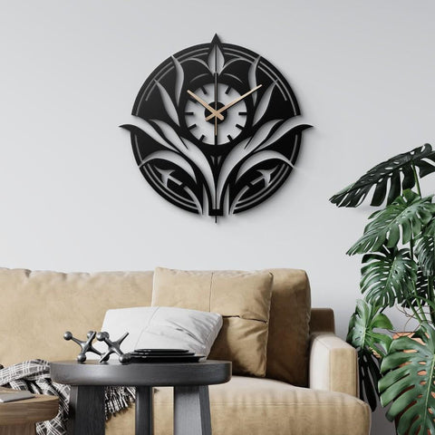 Floral Modern Metal Wall Clock