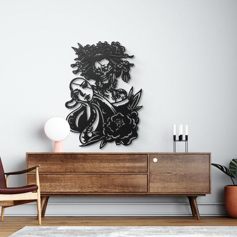 Skull Gothic Geisha Metal Wall Art