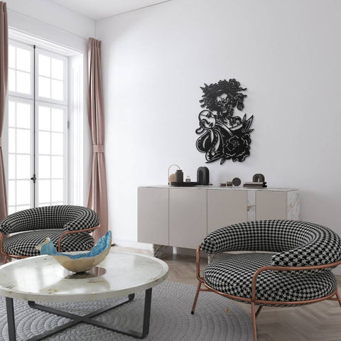 Skull Gothic Geisha Metal Wall Art