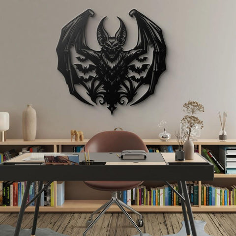 Gothic Bat Demon Metal Wall Art