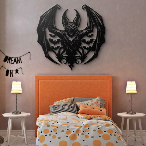 Gothic Bat Demon Metal Wall Art
