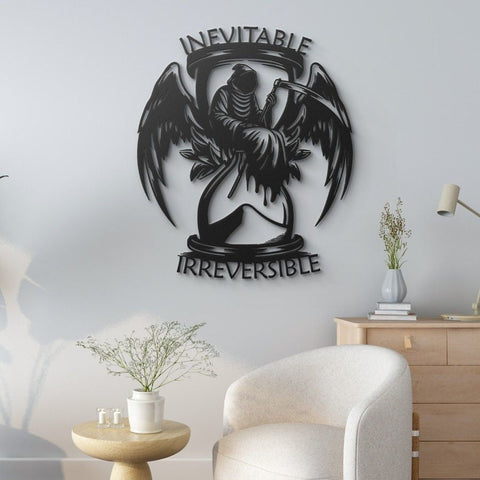 Grim Reaper Hourglass Metal Wall Art