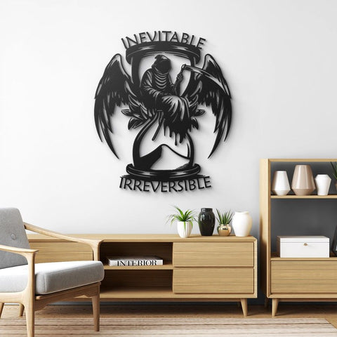 Grim Reaper Hourglass Metal Wall Art