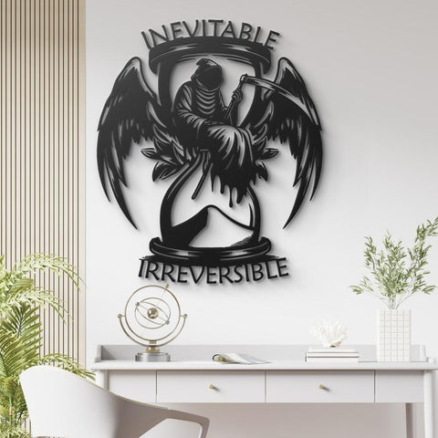 Grim Reaper Hourglass Metal Wall Art