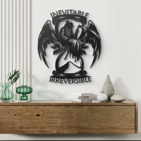 Grim Reaper Hourglass Metal Wall Art