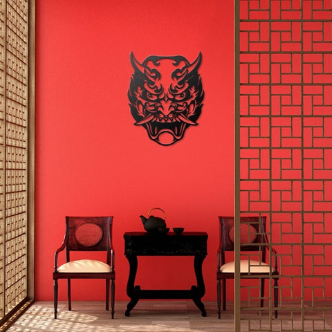 Hannya Japanese Mask Metal Wall Art Decor