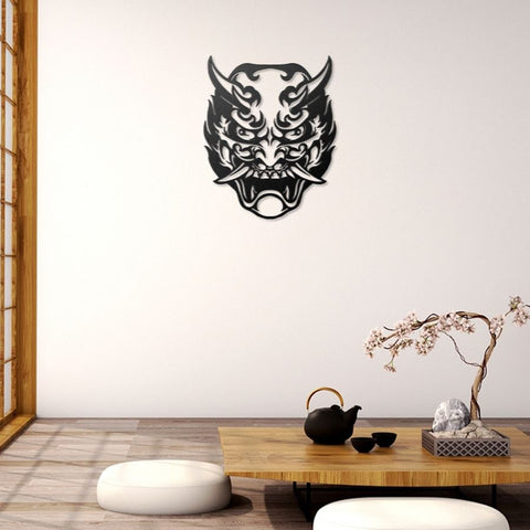Hannya Japanese Mask Metal Wall Art Decor
