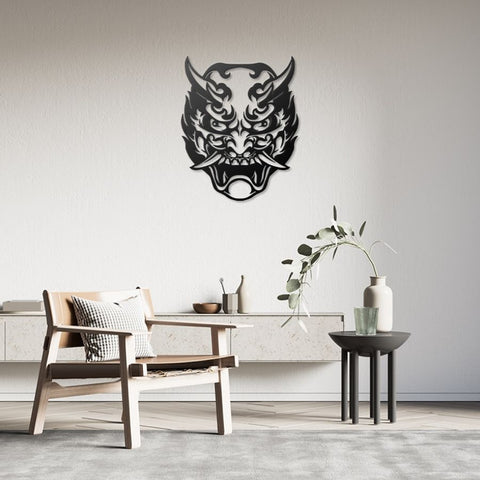 Hannya Japanese Mask Metal Wall Art Decor