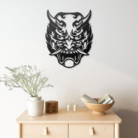 Hannya Japanese Mask Metal Wall Art Decor