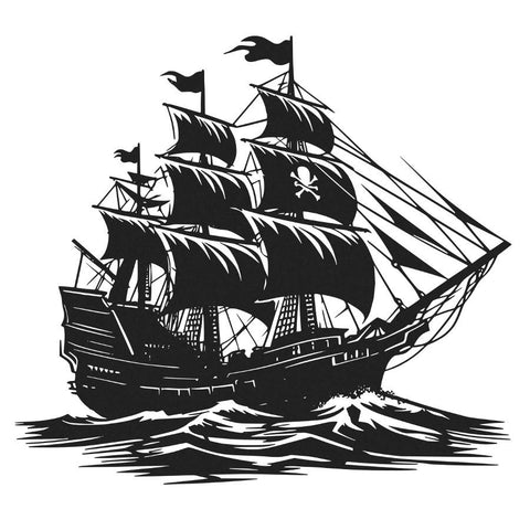 Pirate Ship On Sea Metal Wall Art