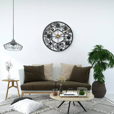 Japanese Calligraphy Silent Metal Wall Clock