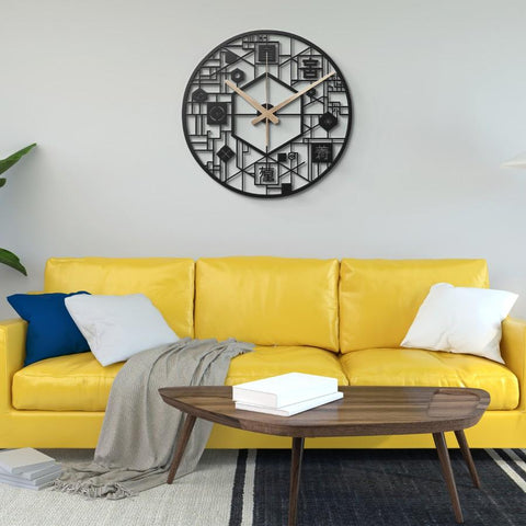 Japanese Calligraphy Silent Metal Wall Clock