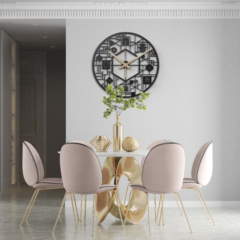 Japanese Calligraphy Silent Metal Wall Clock