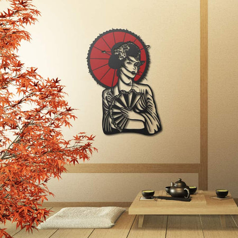 Japanese Geisha Metal Wall Art