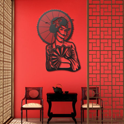 Japanese Geisha Metal Wall Art