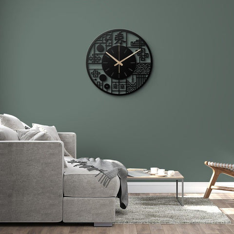 Japanese Kanji Noiseless Metal Wall Clock