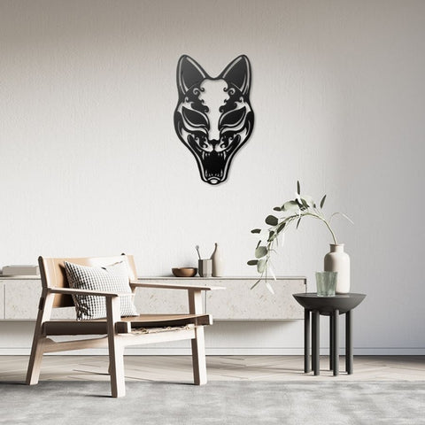 Kitsune Japanese Mask Metal Wall Art