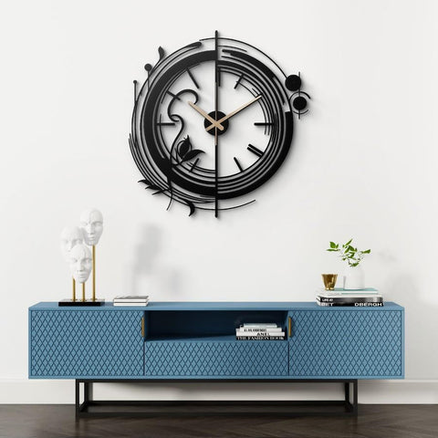 Large Black Silent Minimalist Metal Wall Clock