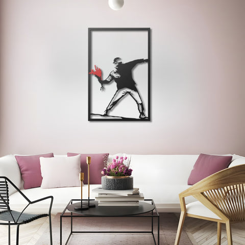 Banksy Flower Thrower Metal Wall Art
