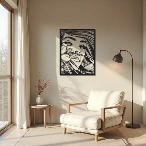 Beautiful Woman Face Metal Wall Art Decor