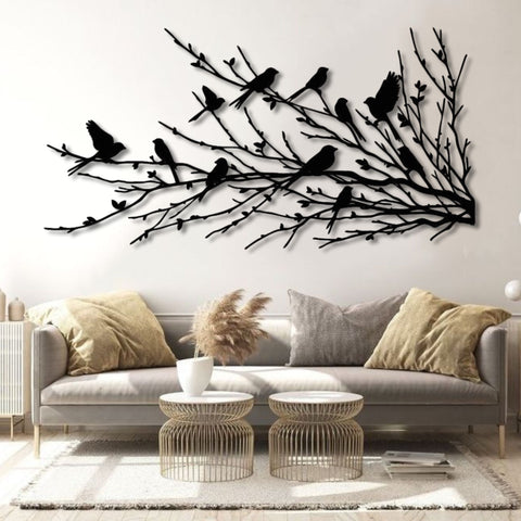 Black Birds in Nature Metal Wall Art