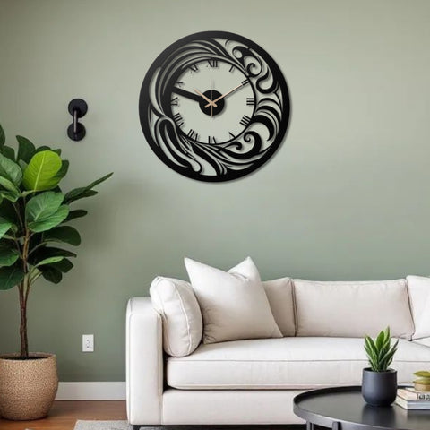 Elegant Black Metal Wall Clock