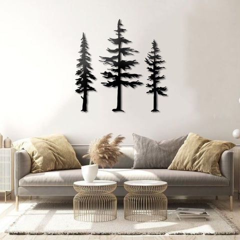 Set of 3 Pine Trees Metal Wall Art