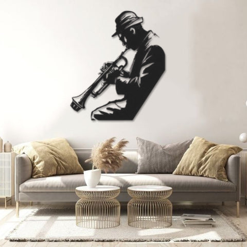 Jazz Trumpet Player Metal Wall Art