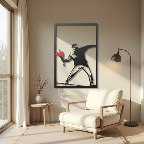 Banksy Flower Thrower Metal Wall Art