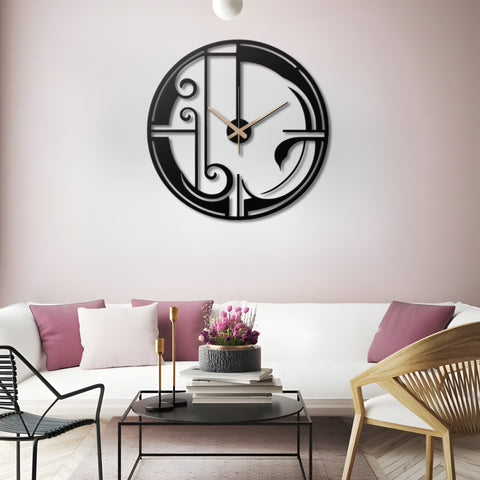 Elegant Art Deco Metal Wall Clock