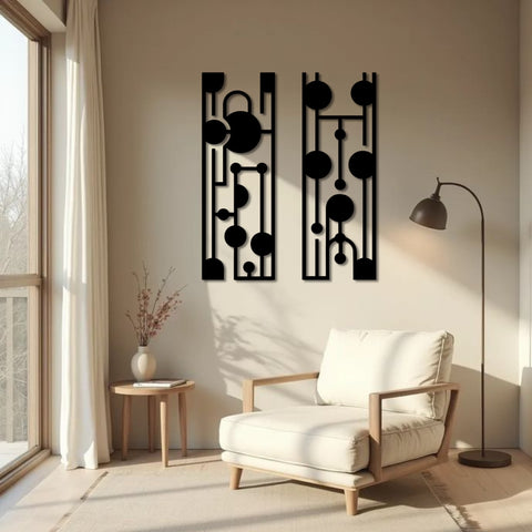 Elegant Mid Century Metal Wall Art Set Of 2