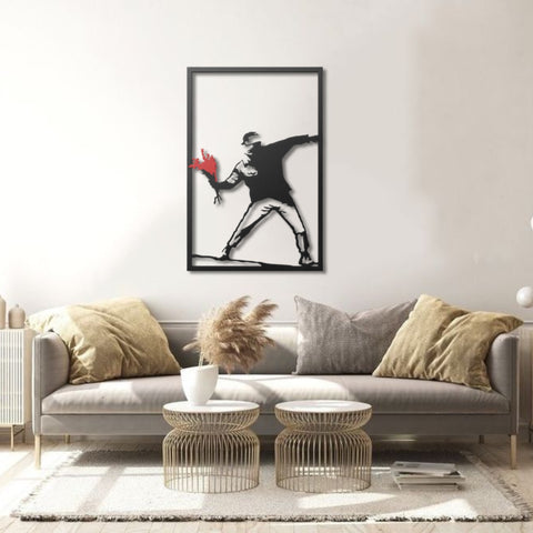 Banksy Flower Thrower Metal Wall Art