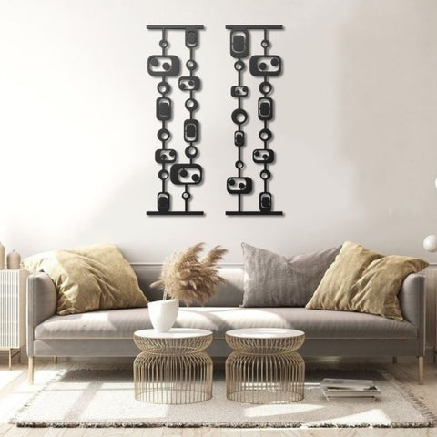 Black and White Mid Century Modern Metal Wall Art