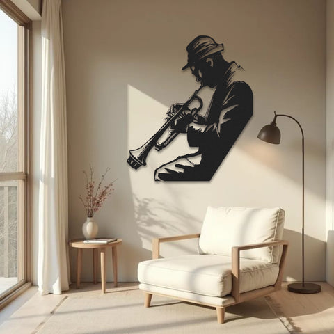 Jazz Trumpet Player Metal Wall Art
