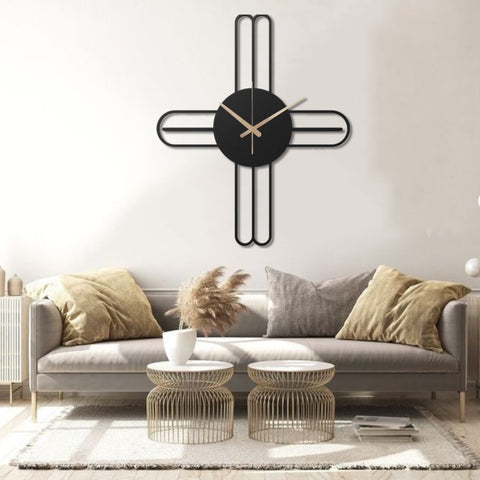 Modern Kitchen Black Metal Wall Clock Decor