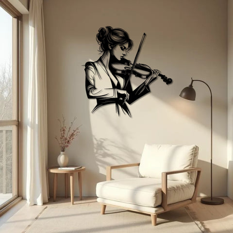 Elegant Violinist Metal Wall Art