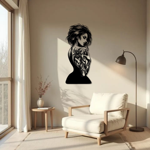 Charming Gothic Woman Metal Wall Art