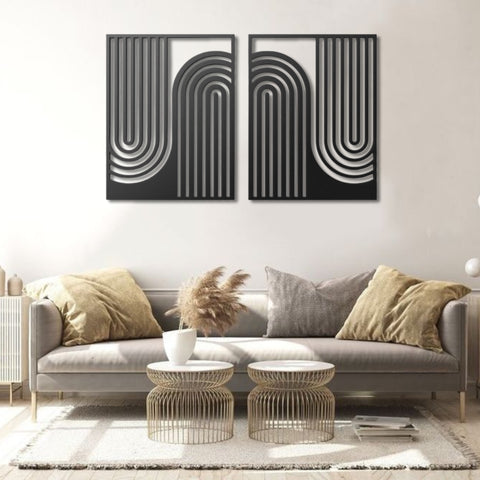 Mid Century Modern Metal Wall Art Set