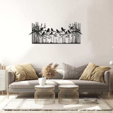 Birds on Tree Branches in Nature Metal Wall Art
