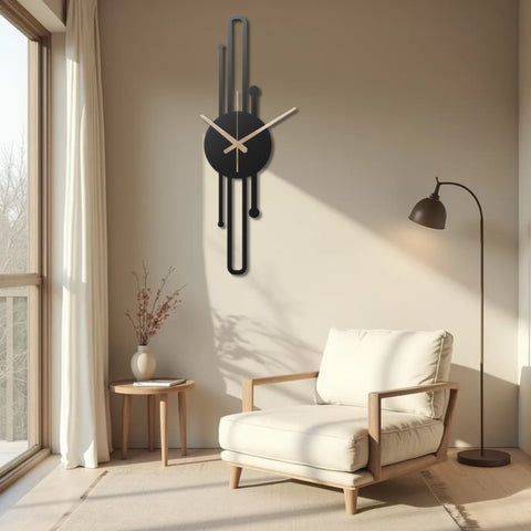 Long Geometric Metal Wall Clock